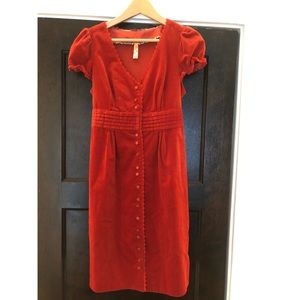 Anthropologie Maeve Corduroy Orange Dress Size 6